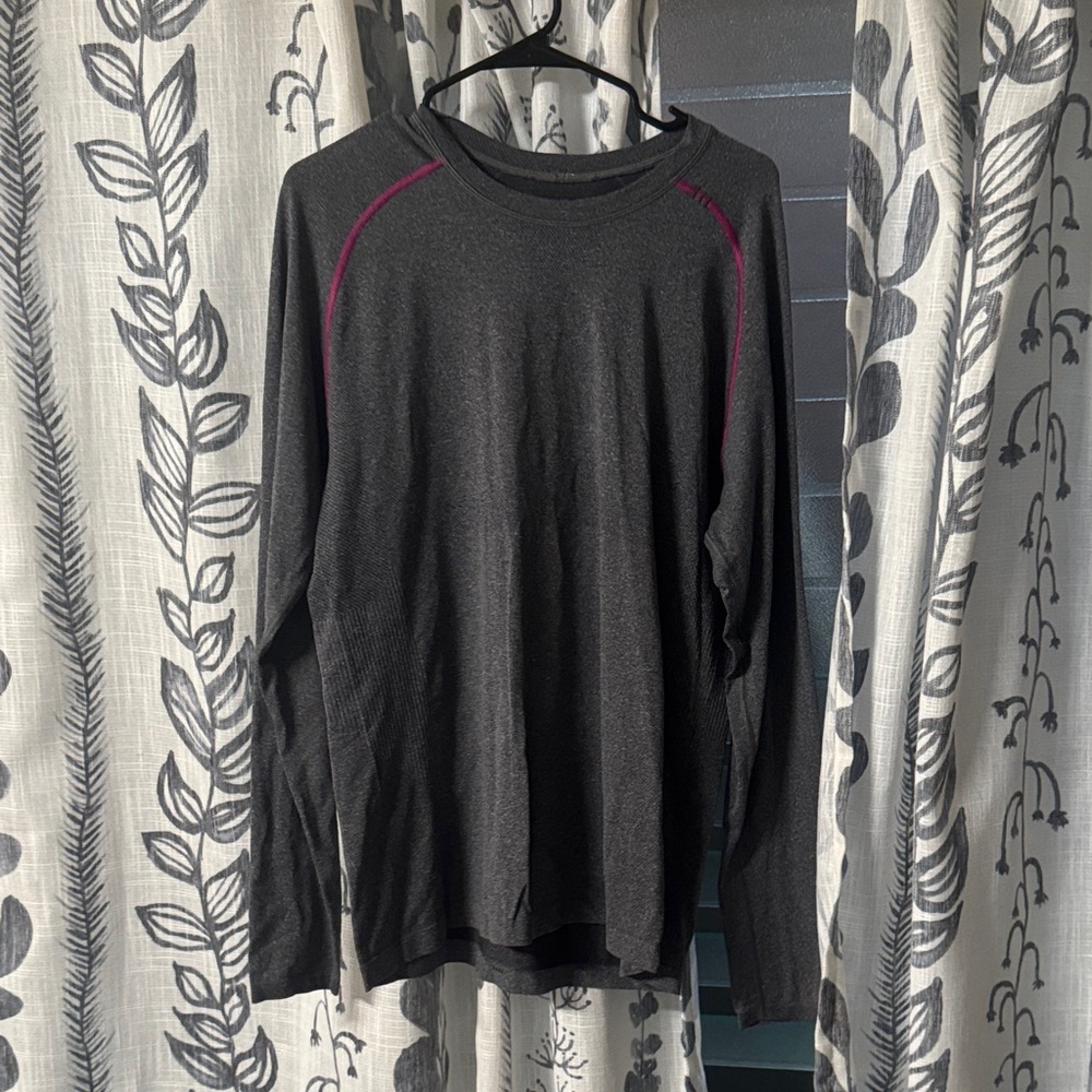 lululemon athletica Dark Gray metal vent tech Long Sleeve Tee